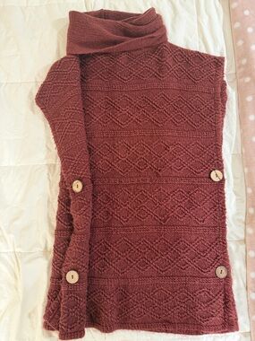 The Paper Store Chunky Knit Button-Front Sweater - Wine